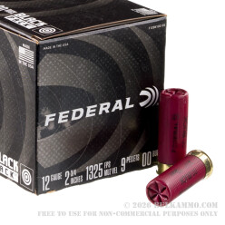 100 Rounds of 12ga Ammo by Federal Black Pack - 00 Buck