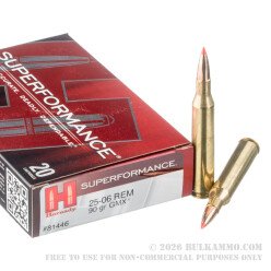 20 Rounds of 25-06 Remington Ammo by Hornady - 90gr GMX