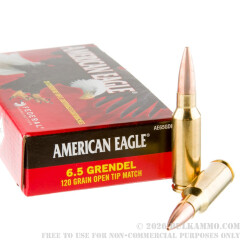 20 Rounds of 6.5mm Grendel  Ammo by Federal - 120gr OTM