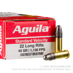 50 Rounds of .22 LR Ammo by Aguila - 40gr LRN