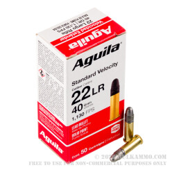 50 Rounds of .22 LR Ammo by Aguila - 40gr LRN