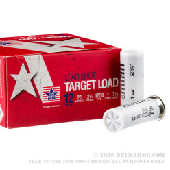 250 Rounds of 12ga Ammo by Stars and Stripes - 1 ounce #7 1/2 shot