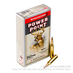 20 Rounds of .243 Win Ammo by Winchester - 100gr PP