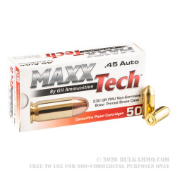 50 Rounds of .45 ACP Ammo by MAXX Tech - 230gr FMJ