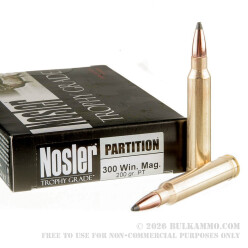 20 Rounds of .300 Win Mag Ammo by Nosler Trophy Grade Ammunition - 200gr SP