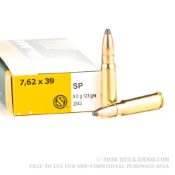 600 Rounds of 7.62x39mm Ammo by Sellier & Bellot - 123gr SP