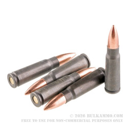 20 Rounds of 7.62x39mm Ammo by Wolf WPA Military Classic - 124gr FMJ
