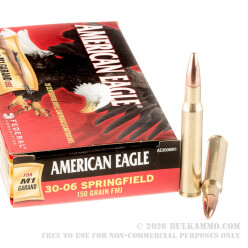 20 Rounds of 30-06 Springfield Ammo by Federal for M1 Garand - 150gr FMJ