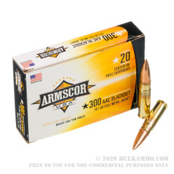 200 Rounds of .300 AAC Blackout Ammo by Armscor - 147gr FMJ