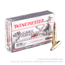 20 Rounds of .308 Win Ammo by Winchester Deer Season XP - 150gr Extreme Point