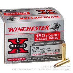 1500 Rounds of .22 WMR Ammo by Winchester Super-X - 40gr JHP
