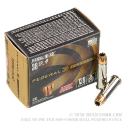 20 Rounds of .38 Spl +P Ammo by Federal Hydra-Shok Deep - 130gr JHP