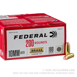 200 Rounds of 10mm Ammo by Federal Champion - 180gr FMJ