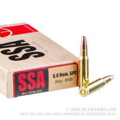20 Rounds of 6.8 SPC Ammo by Silver State Armory - 90gr Bonded Soft Point