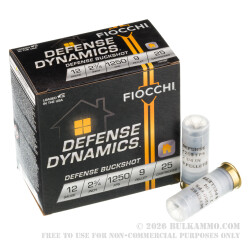 25 Rounds of 12ga Ammo by Fiocchi - #1 Buck