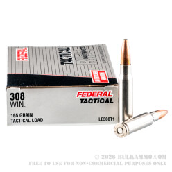 20 Rounds of .308 Win Ammo by Federal Tactical - 165gr SP Bonded