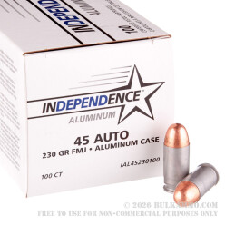 500 Rounds of .45 ACP Ammo by Independence (Aluminum) - 230gr FMJ