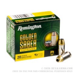 20 Rounds of .45 ACP +P Ammo by Remington Golden Saber Defense - 185gr BJHP