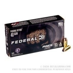 50 Rounds of .40 S&W Ammo by Federal Punch - 165gr JHP