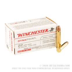 50 Rounds of .22 WMR Ammo by Winchester Dynapoint - 45 gr CPHP