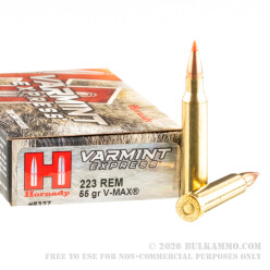 200 Rounds of .223 Ammo by Hornady - 55gr V-Max