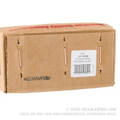 250 Rounds of .223 Ammo by American Quality Ammunition - 55gr FMJ