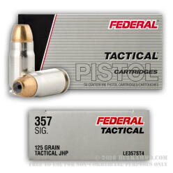 1000 Rounds of .357 SIG Ammo by Federal Tactical LE - 125gr JHP