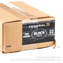 1600 Rounds of .22 LR Ammo by Federal Black - 36gr CPHP