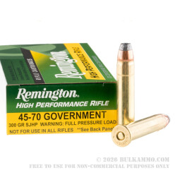 20 Rounds of .45-70 Ammo by Remington High Performance Rifle - 300 gr SJHP