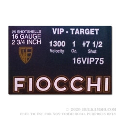 250 Rounds of 16ga Ammo by Fiocchi - 1 ounce #7 1/2 shot
