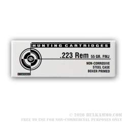 500  Rounds of .223 Ammo by Tula - 55gr FMJ