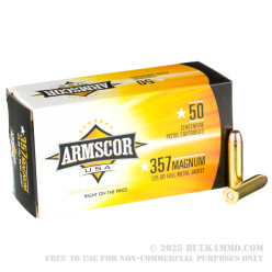 50 Rounds of .357 Mag Ammo by Armscor - 125gr FMJ