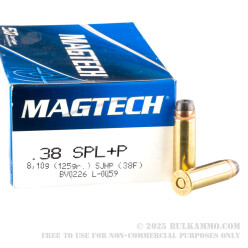 50 Rounds of .38 Spl +P Ammo by Magtech - 125gr SJHP