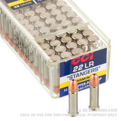 100 Rounds of .22 LR Ammo by CCI Stangers - 32gr CPHP