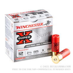 25 Rounds of 12ga Ammo by Winchester Super-X - 00 Buck