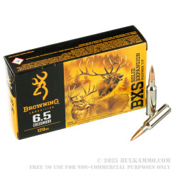 20 Rounds of 6.5 Creedmoor Ammo by Browning BXS - 120gr Solid Expansion