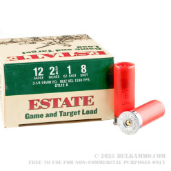 25 Rounds of 12ga Ammo by Estate Cartridge - 1 ounce #8 shot