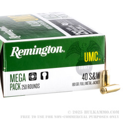 250 Rounds of .40 S&W Ammo by Remington - 180gr MC