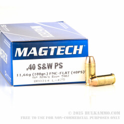 50 Rounds of .40 S&W Ammo by Magtech - 180gr FMJ