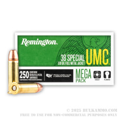 250 Rounds of .38 Spl Ammo by Remington - 130gr MC