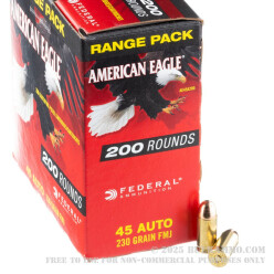 1000 Rounds of .45 ACP Ammo by Federal American Eagle Range Pack - 230gr FMJ