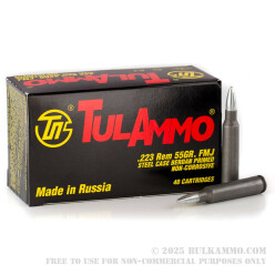 1000 Rounds of .223 Ammo by Tula - 55gr FMJ