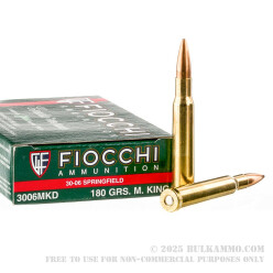 200 Rounds of 30-06 Springfield Ammo by Fiocchi - 180  Grain Sierra MatchKing  HPBT