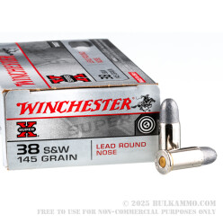 50 Rounds of .38 S&W Ammo by Winchester Super-X - 145gr LRN