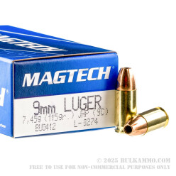 1000 Rounds of 9mm Ammo by Magtech - 115gr JHP