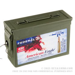 420 Rounds of .223 Ammo by Federal American Eagle in Ammo Can - 55gr FMJBT