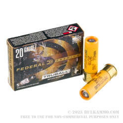 5 Rounds of 20ga Ammo by Federal - 3/4 ounce HP Rifled Slug