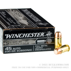 500 Rounds of .45 ACP Ammo by Winchester Super Suppressed - 230gr FMJ Encapsulated