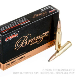 20 Rounds of .308 Win Ammo by PMC Bronze - 150gr PSP