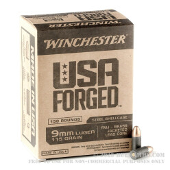 150 Rounds of 9mm Ammo by Winchester Forged - 115gr FMJ